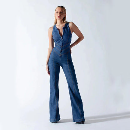 Moza's denim jumpsuit